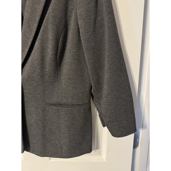 Kasper Suit Jacket Blazer 16 Gray 1 Button Stretch Ruched Sleeves - Picture 6 of 15